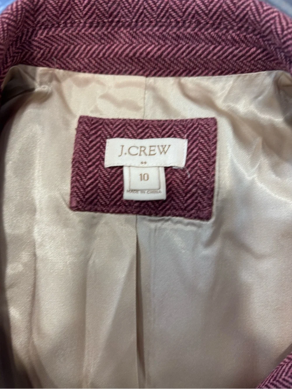 J. Crew Sommerset English Wool Women's Blazer in Herringbone Pink size 10